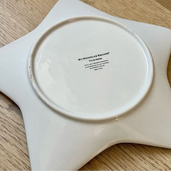 St.Nicholas Square Tis the Season Star Plate Platinum Rim White Porcelain - Picture 11 of 13